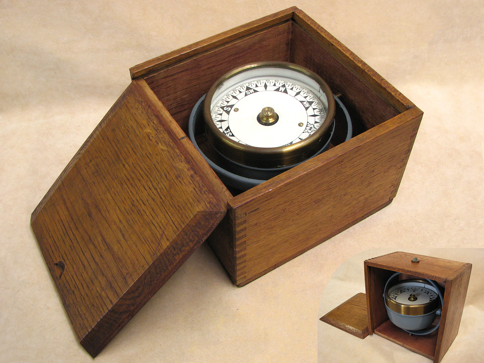 Unbranded Sestrel style gimbal mounted ships compass by Henry Browne & Son